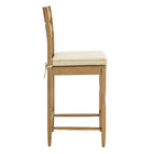 Modway Jax Oak Wood Counter Stool With Wavy Razor Back and Cushion - Weathered Oak Oatmeal Stripe-Armless Design