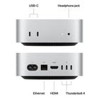 Apple Mac mini - M4 - 16 GB - 512 GB SSD - Silver-Convenient connections: Get connected with Thunderbolt, HDMI and Gigabit Ethernet ports on the back, and for the first time, front-facing USB-C ports and a headphone jack