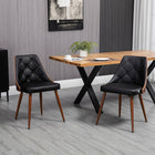 HOMCOM Modern Dining Chairs with Solid Wood Back & Steel Legs - Black - Set of 2-Modern design adds glamour to your dining room, kitchen, office and more