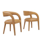 Modway Pinnacle Vegan Leather Dining Chair - Tan - 2 Pack-Modern Dining Chair Set