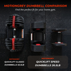 MotionGrey V2 Adjustable Dumbbell with 6 Weight Settings, Quick-Change Dial and Storage Base - 5-26.5 lb-Quick-change dial provides fast weight selection between sets