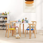 Qaba Kids Table & Chair Set, Wooden Toddler Table & 4 Chairs Set for Arts, Crafts for 3-8 Years - Multicoloured-Crafted from wood, lightweight for kids to move independently
