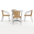 31.5'' Round Aluminum Indoor-Outdoor Table with 4 Beige Rattan Chairs (TLH-ALUM-32RD-020BGECHR4-GG)-4