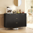 HOMCOM 47.2" L Sideboard Buffet Cabinet - Black-Adjustable 3-level shelf accommodates various item heights
