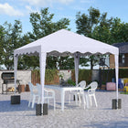 Outsunny 10 ft W x 10 ft L Pop Up Canopy Tent with Carry Bag - White-Height adjustable in 3 levels