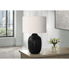 Monarch Specialties 26" H Table Lamp - Black Ceramic / Ivory / Cream Shade-The easy 3-way rotary switch holds a single bulb (not included) with a maximum outage of 100W/120V, allowing you to adjust the lighting ambiance to instantly brighten or dim the room