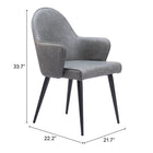 Zuo Silloth Dining Chair - Grey-3 year limited warranty