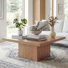 HOMCOM Square Coffee Table with Thick Top - Natural Wood-1.6″ thick tabletop supports up to 110 lbs reliably