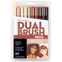 Tombow Dual Brush Pen, Portrait, 10/Pack-"Portrait" colour 10 pcs assortment set in plastic case