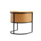 Manhattan Comfort Cosmopolitan 24" Mid-Century Modern Faux Leather Upholstered Dining Chair - Saddle and Black-Seat Height: 18.9