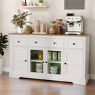 HOMCOM 55.1" L Sideboard Buffet Cabinet with Storage and 3 Drawers - White-Adjustable shelves maximize space in buffet cabinet