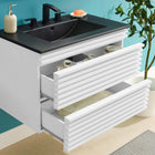 Modway Render 30" Wall-Mount Bathroom Vanity - White/Black-MDF and Particleboard