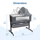 MotionGrey Blessy 5-in-1 Baby Bassinet - Foldable Co-Sleeper Crib with Wheels and Rocking Mode - Light Grey-8