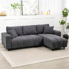 HOMCOM 3 Seater L-Shaped Sectional Couch with Integrated Seat - Charcoal Grey-Enjoy the integrated single-piece cushion, more comfortable and safer