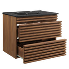 Modway Render 24" Wall-Mount Bathroom Vanity - Walnut/Black-Fixtures Not Included