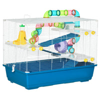 PawHut 31" Large Hamster Cage with Tunnel Tube System - Blue-Play tubing system add more fun and allows your small pet to move freely