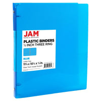 JAM Paper Plastic 0.5" 3-Ring Binder - Blue-Colour: Blue | Be stylish and organized with colourful binders.