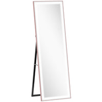 HOMCOM LED Full Length Mirror with Adjustable Lights - 21" W x 64" H - Pink-64" x 21" (162.5 x 53.3 cm) large mirror provides a full head-to-toe view 