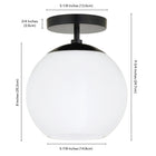 Hudson&Canal Bartlett 9" Wide Semi Flush Mount with Glass Shade - Matte Black/White Milk-Clean with a soft, dry cloth and no harsh chemicals or abrasive cleaning materials