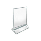 Azar Desktop/Countertop Top/Side Loading Acrylic Card Holder - Clear - 5 Pack (152799-SLV-5PK)-Silver trim