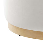 Modway Tilden Large 23" Round Performance Velvet Upholstered Ottoman - Alabaster/Natural-Weight Capacity: 506 lbs.