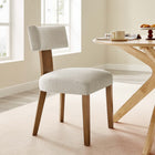 Modway Nalani Fabric Upholstered Dining Chairs - Heathered Weave Ivory/Deep Brown - 2 Pack-Fabric Seats and Backrest 