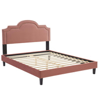 Modway Aviana Performance Velvet King Bed - Dusty Rose-King Platform Bed