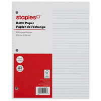 Staples Refill Papers - 120 Sheets-120 ruled sheets, 3 holes on the left side for easy binder insertion
