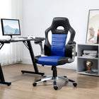 HOMCOM PU Leather Racing Gaming Chair with Flip Up Armrests - Blue-Thick and non-deformable padded headrest, backrest, armrest and seat for ultimate comfort