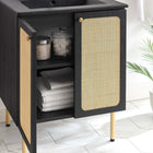 Modway Chaucer 24" Bathroom Vanity - Black-Rattan Weave Doors