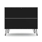 Manhattan Comfort Rockefeller 35.24" Mid-Century Modern Dresser - Black-Perfect for Storage or Display Items. Anti Tip Kit Included.