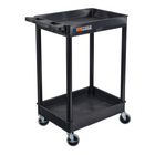 Luxor ENDURA 32" H Two-Tier Utility Cart - 24" W x 18" D - Black-Features two tub-style shelves made from 100% recycled high-density polyethylene for durability and easy cleaning