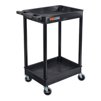 Luxor ENDURA 32" H Two-Tier Utility Cart - 24" W x 18" D - Black-Features two tub-style shelves made from 100% recycled high-density polyethylene for durability and easy cleaning
