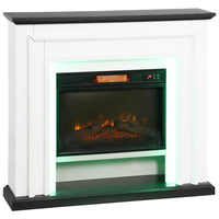 HOMCOM 41" Electric Fireplace with Mantel and Adjustable 3D Flame Effect -  1400 W - Black and White-Powerful 1400W heating with 4777 BTU quickly warms rooms up to 323 sq.ft