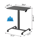 ShoppingAll Pneumatic Height Adjustable Mobile Sit-Stand Desk Laptop Computer Cart - Black-MOBILE ROLLING DESK: Smooth Gliding Mobility With Four Caster Wheels (2 Casters With Locking Mechanism).