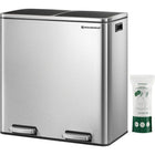 Boutique Home Trash Can with 2 Separate 30L Garbage Cans - Step-On Pedal-Color: Silver, Black