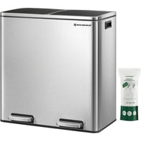 Boutique Home Trash Can with 2 Separate 30L Garbage Cans - Step-On Pedal-Color: Silver, Black