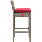 Modway Conduit Outdoor Patio Wicker Rattan Bar Stool - Light Gray Red - Set of 2-Synthetic PE Rattan Weave