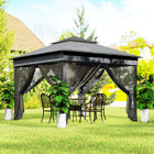 Outsunny 10.7 ft W x 10.7 ft L Pop Up Sun Shelter with UV30+ Roof Cover - Dark Grey-Removable mesh curtains with zip fastening keep this pop-up gazebo practical
