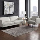 Modway Margarida Distressed Vintage Turkish Area Rug - 5 ft W x 8 ft L - Blue/Cream-Protect Floors From Traffic/Furniture