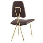 Modway Ponder Antique Faux Leather Dining Side Chair - Brown-Mid-Century Toothpick Legs