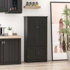 HOMCOM 48" H Kitchen Pantry Cabinet with Shelves - Black-4 independent doors are controlled separately, each equipped with 1 handle and 2 hinges 