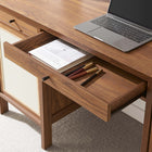 Modway Capri 58" Wood Grain Office Desk - Walnut-Soft-Close Hinges