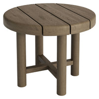 Modway Eleni 20" Round Outdoor Teak Wood Side Table - Weathered Grey Teak-20 Inch Round Side Table