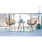 Manhattan Comfort Antibes Modern Patio 2-Person Seating Group 3-Piece Set with End Table - Tan/Grey-End Table Measures: 20.47" Diameter, 21.26" Height