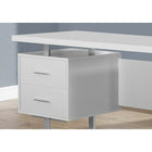 Monarch Specialties 7081 60" Computer Desk - White/Silver Metal-Reversible configuration allows for left or right set-up customized to your needs.