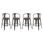 Modway Promenade Bar Stool - Black - Set of 4-Cafe and Bistro Style Bar Stool