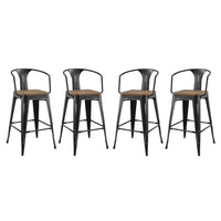 Modway Promenade Bar Stool - Black - Set of 4-Cafe and Bistro Style Bar Stool