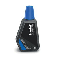 Trodat 7011 Premium Stamp Pad Ink - 28mL Bottle - Blue-Nontoxic, water-based ink to re-ink a stamp pad