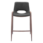 Zuo Desi Counter Stool - Black/Walnut - Set of 2-Plush and durable faux leather fabric